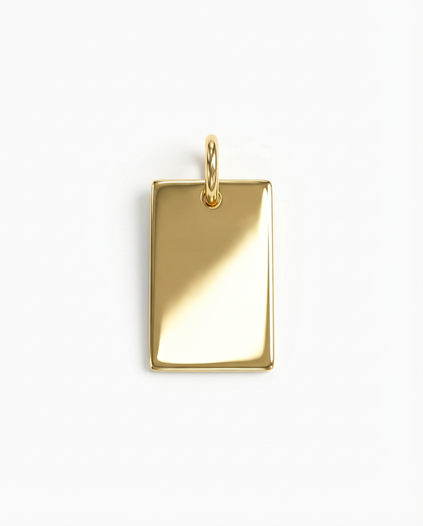 Charm Rectangle Gravure - Argent Blanc Plaqué Or