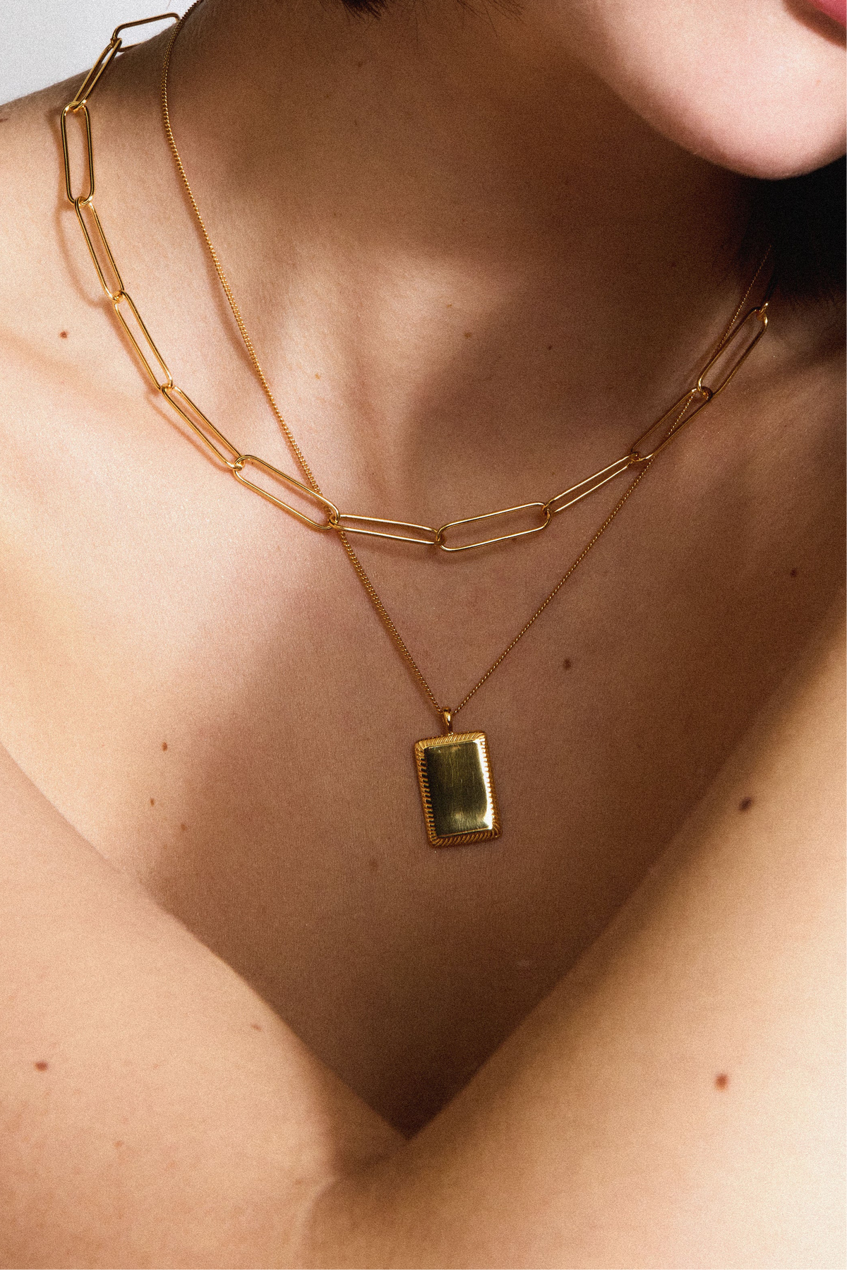 Collier Signature - Argent Blanc Plaqué Or