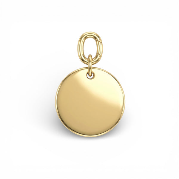 Charm Rond Gravure - Argent Blanc Plaqué Or