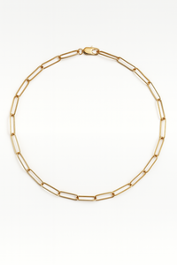 Paperclip Chain Necklace - White Gold Plated Silver