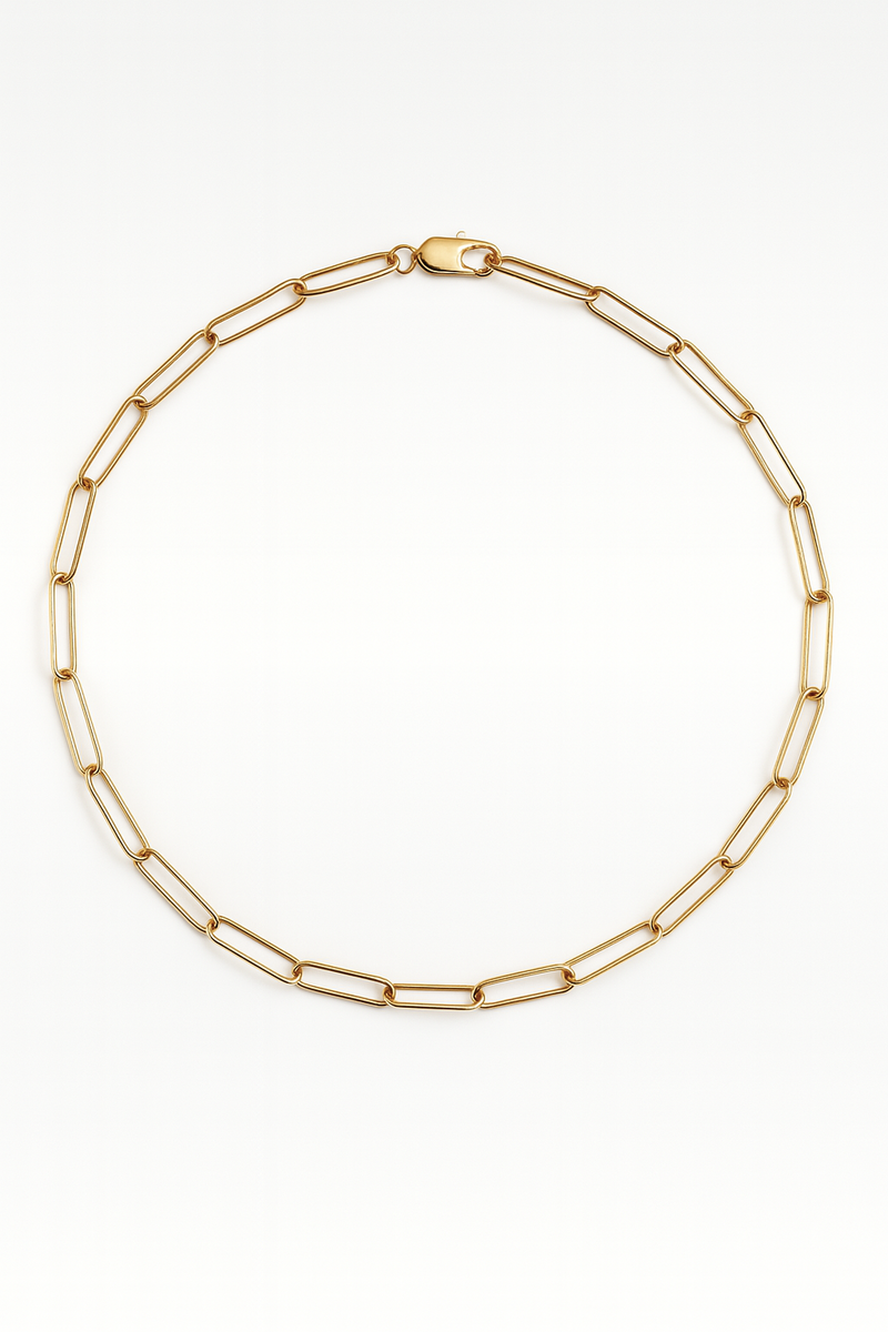 Collier Chaine Trombone - Argent Blanc Plaqué Or