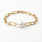 Bracelet Perlé Trombone - Argent Blanc Plaqué Or