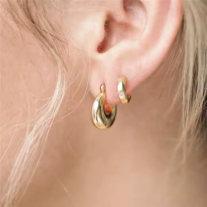 Boucles Nova - Argent Blanc Plaqué Or