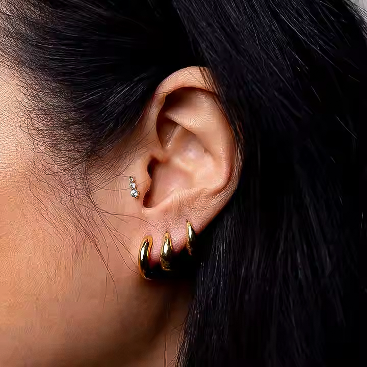 Boucles Linéa - Argent Blanc Plaqué Or