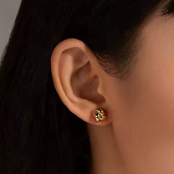 Boucles Nouées - Argent Blanc Plaqué Or