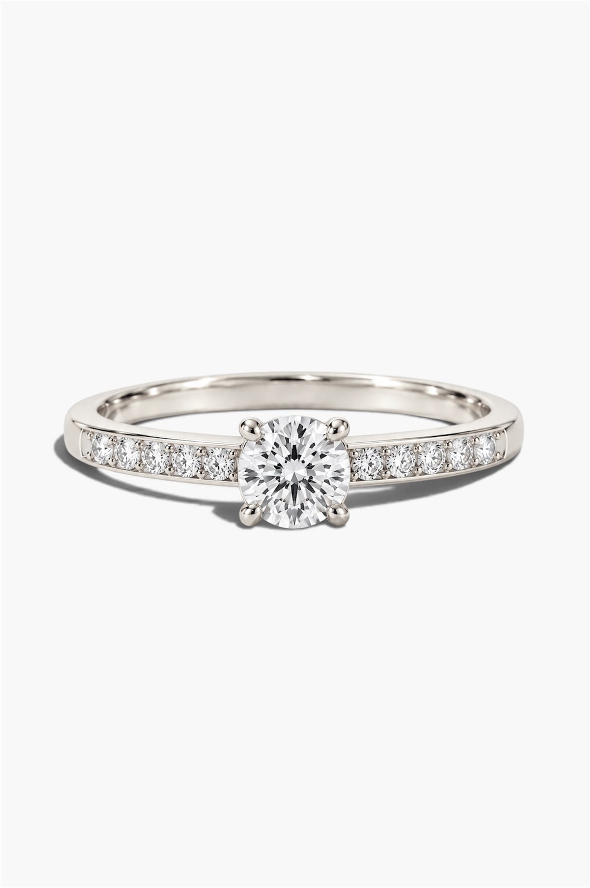 Diamond Solitaire Ring - Sterling Silver