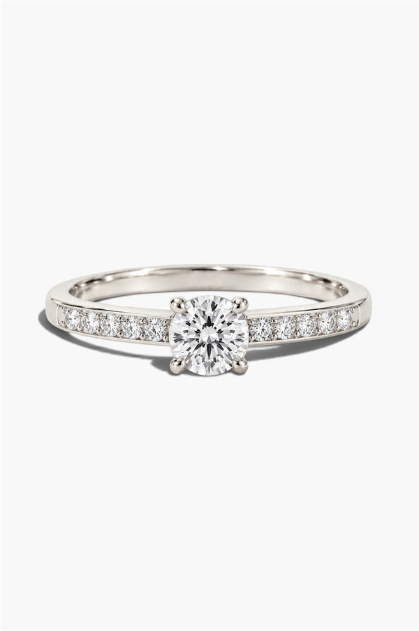 Diamond Solitaire Ring - Sterling Silver