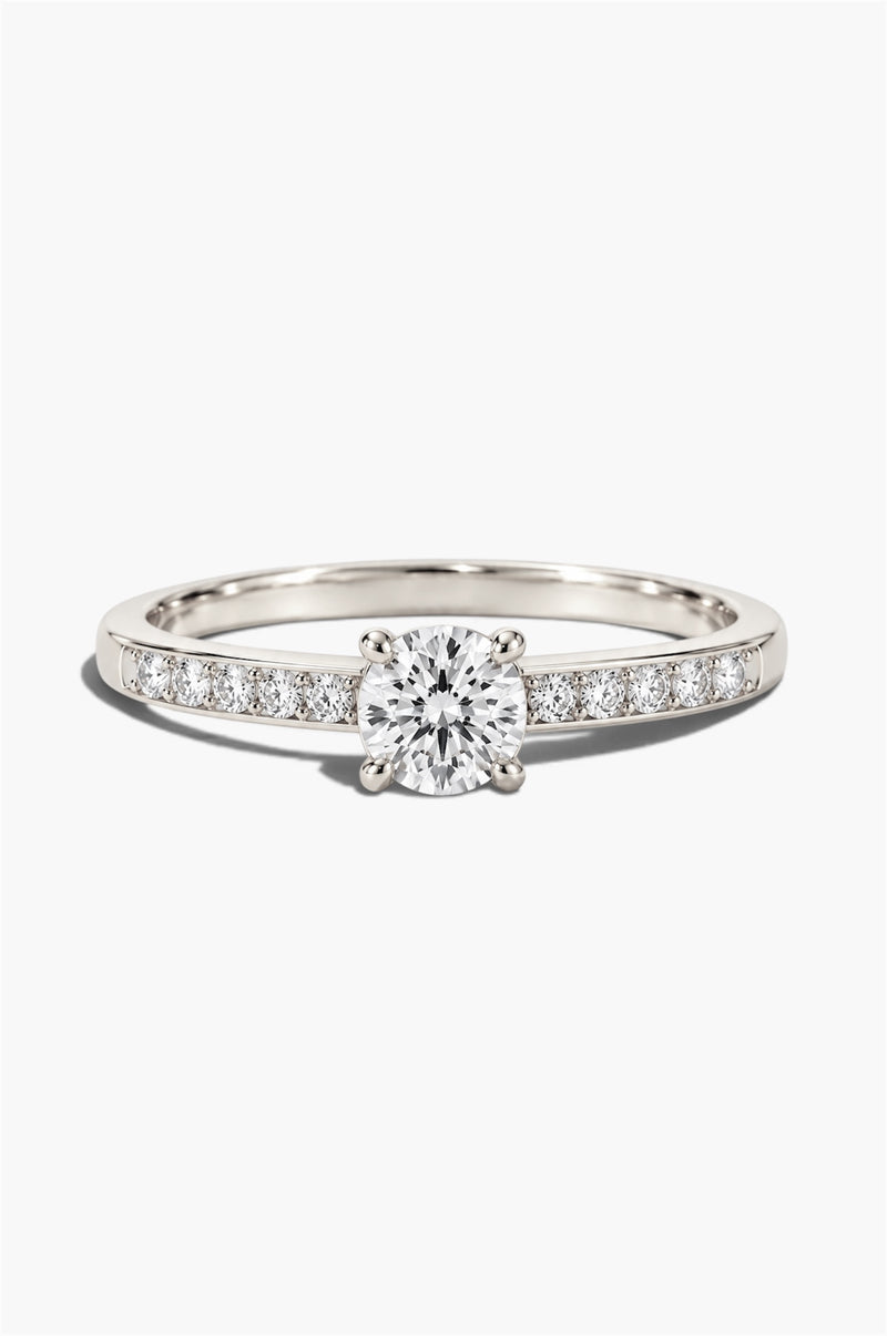 Diamond Solitaire Ring - Sterling Silver