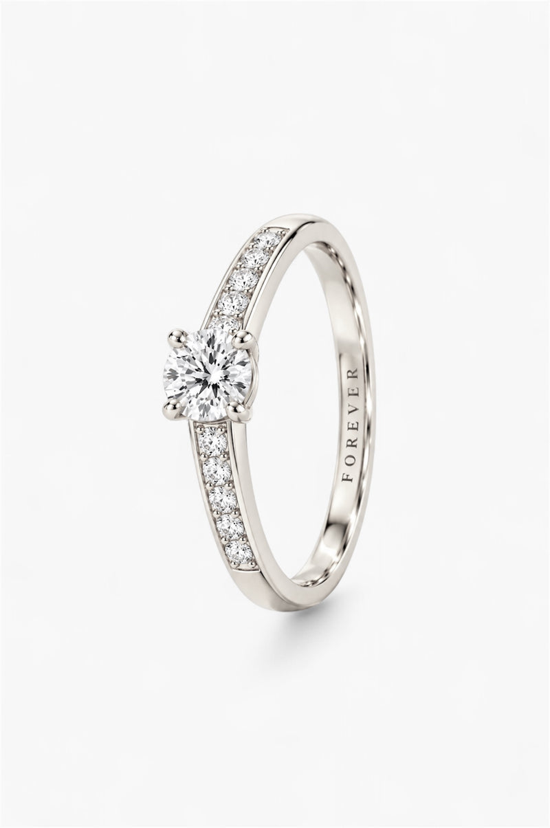 Diamond Solitaire Ring - Sterling Silver