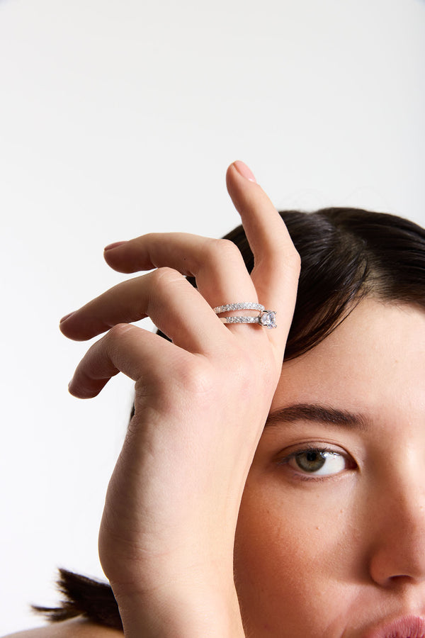 Bague Symphonie (Duo) - Argent Blanc