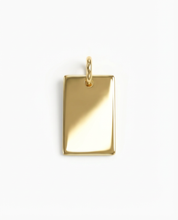 Charm Rectangle Gravure - Argent Blanc Plaqué Or