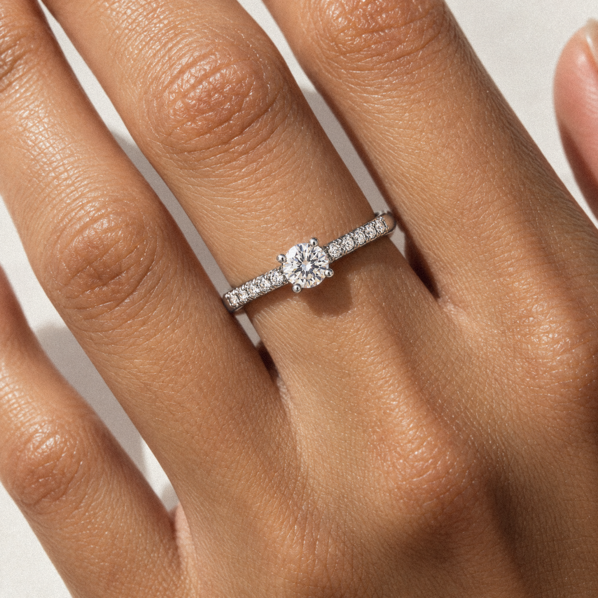 Diamond Solitaire Ring - Sterling Silver
