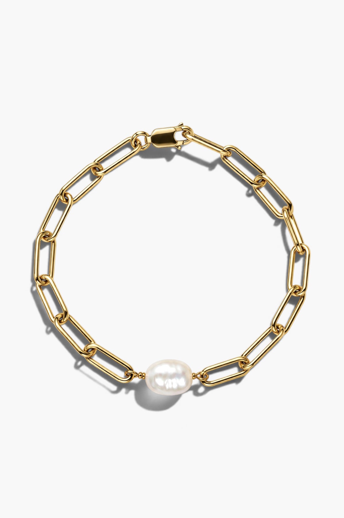 Paperclip Beaded Bracelet - White Gold Plated Silver