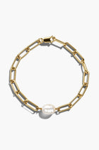 Paperclip Beaded Bracelet - White Gold Plated Silver