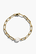 Paperclip Beaded Bracelet - White Gold Plated Silver