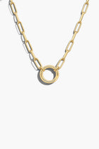 Latched Paperclip Necklace - White Gold Plated Silver