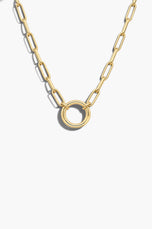 Latched Paperclip Necklace - White Gold Plated Silver