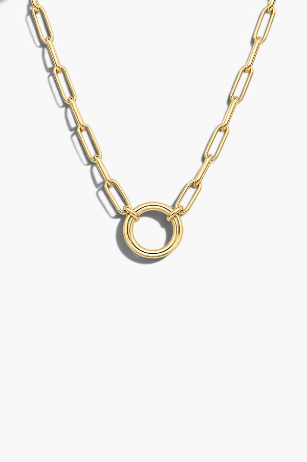 Latched Paperclip Necklace - White Gold Plated Silver