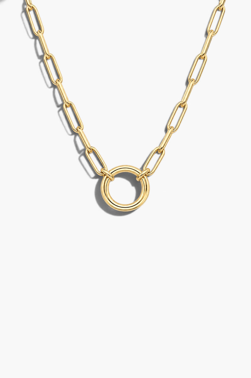 Latched Paperclip Necklace - White Gold Plated Silver