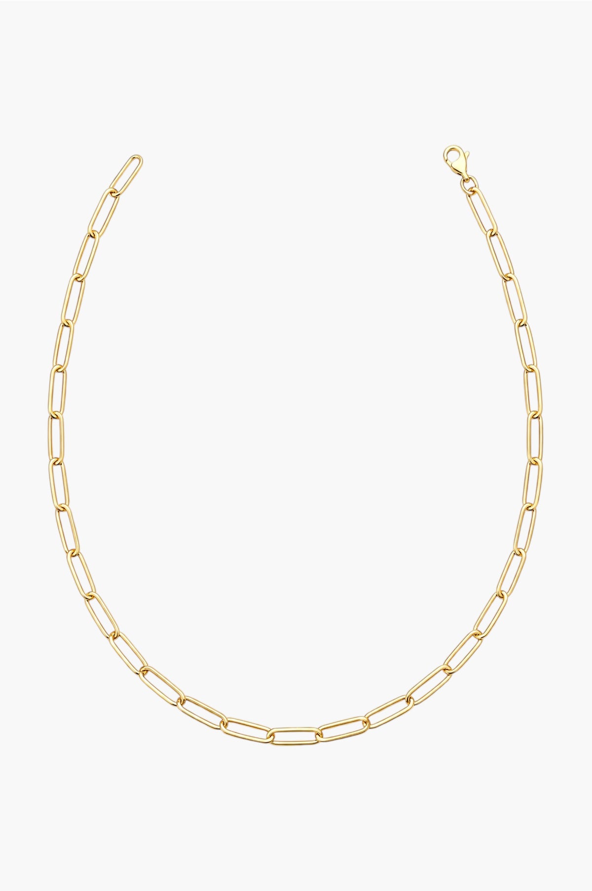 Paperclip Chain Necklace - White Gold Plated Silver