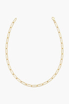 Paperclip Chain Necklace - White Gold Plated Silver