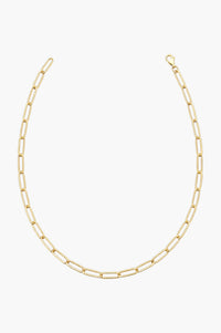 Paperclip Chain Necklace - White Gold Plated Silver