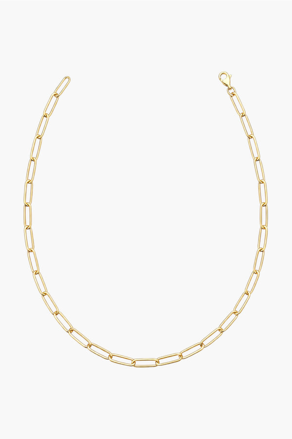 Paperclip Chain Necklace - White Gold Plated Silver